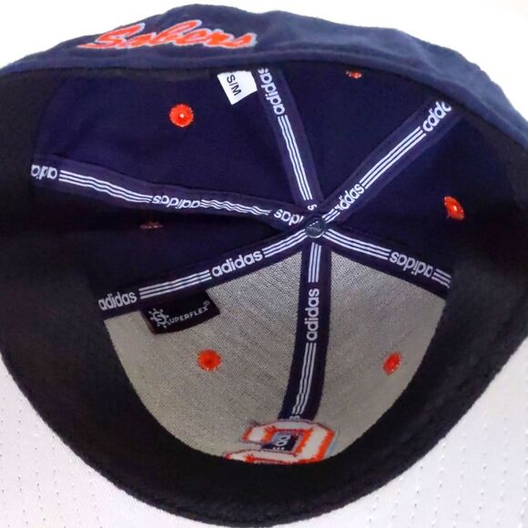 Men's Adidas Sabers Hat Cap Embroidered S Logo Navy Blue Orange S/M - Picture 5 of 6